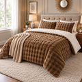 Al Abyad Sienna caramel brown ripple plush cotton coverlet